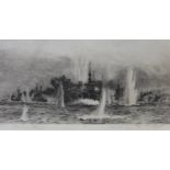 WILLIAM LIONEL WYLLIE, RA (1851-1931) ADMIRAL BEATTY'S BATTLE CRUISERS AT JUTLAND Etching, published