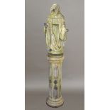 AN UNUSUAL MARBLE EFFECT AND LEAD GARDEN SCULPTURE 'THE HOODED MONK' the hooded figure