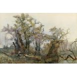 ETTORE ROESLER FRANZ (1845-1907) WOODCUTTERS, ITALY Signed and inscribed Roma, watercolour 63.5 x