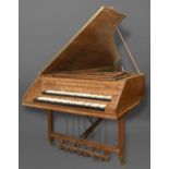 A FINE WALNUT HARPSICHORD BY ALEC HODSON OF LAVENHAM WITH LINKS TO BENJAMIN BRITTEN. A double manual