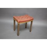 CORONATION STOOL - QUEEN ELIZABETH a limed oak coronation stool with curved seat, stamped ER