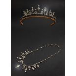 A VICTORIAN DIAMOND NECKLACE, CONVERTING TO A TIARA formed with a line of graduated circular old-cut