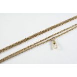 A 9CT GOLD OVAL LINK WATCH CHAIN 117cm long, 21.2 grams