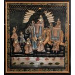 INDIAN SCHOOL PAINTING a large 19thc painting of a procession, including figures on Elephants and