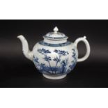 18THC WORCESTER PUNCH POT a large punch pot painted in the Plantation design, circa 1755-1760 (