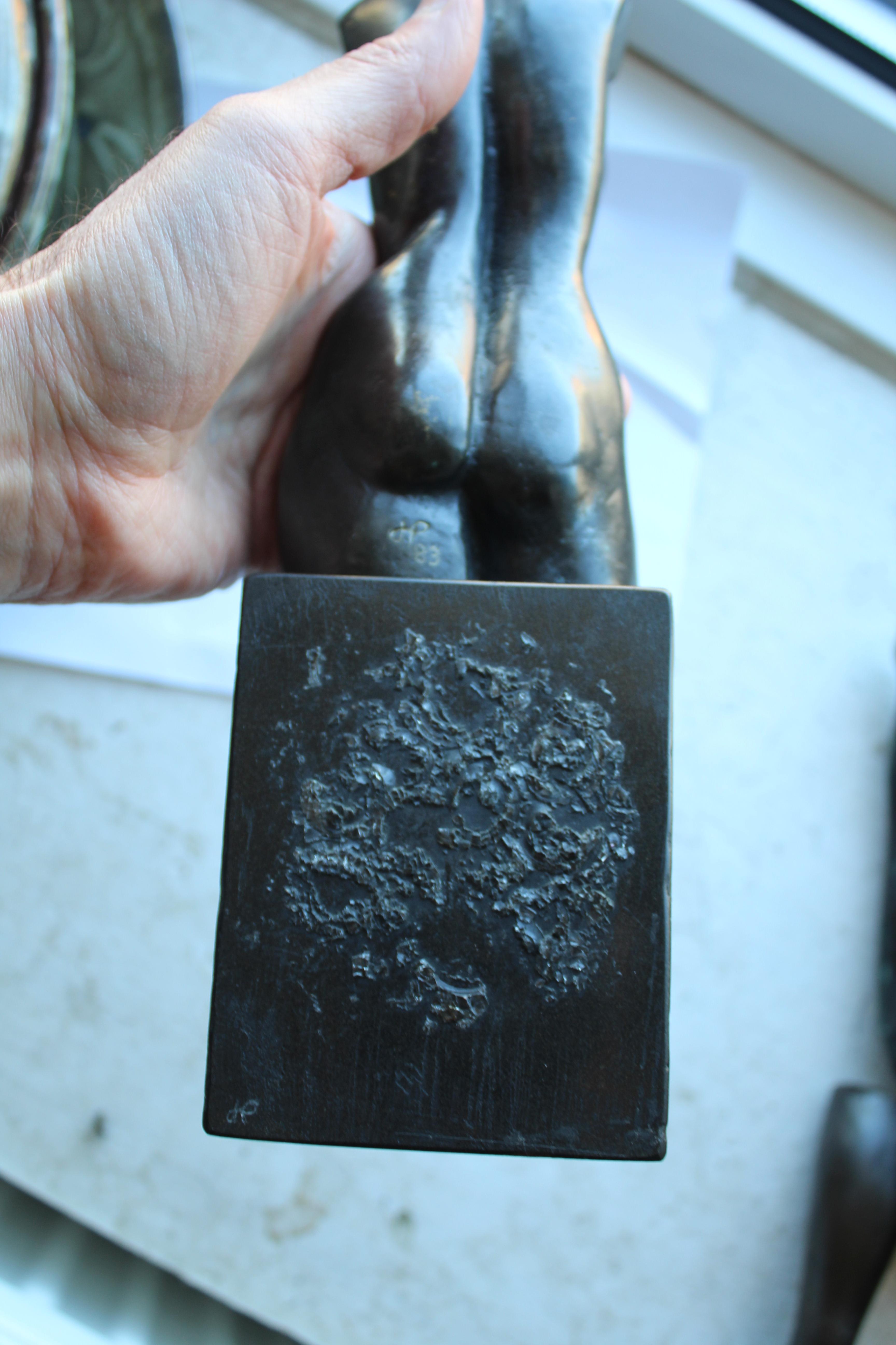 BRONZE SCULPTURE - SIGNED a bronze sculpture of a lady's torso, mounted on a block plinth. Signed - Image 13 of 16