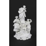 LARGE MEISSEN BLANC DE CHINE FIGURE GROUP a large figure group including a lady musician and various