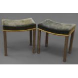PAIR OF CORONATION STOOLS - QUEEN ELIZABETH a pair of limed oak stools with velvet covered seats and