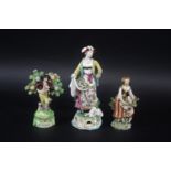 PEARLWARE FIGURE the figure titled Sheperd, the figure with a Dog by his feet and bocage (14cms
