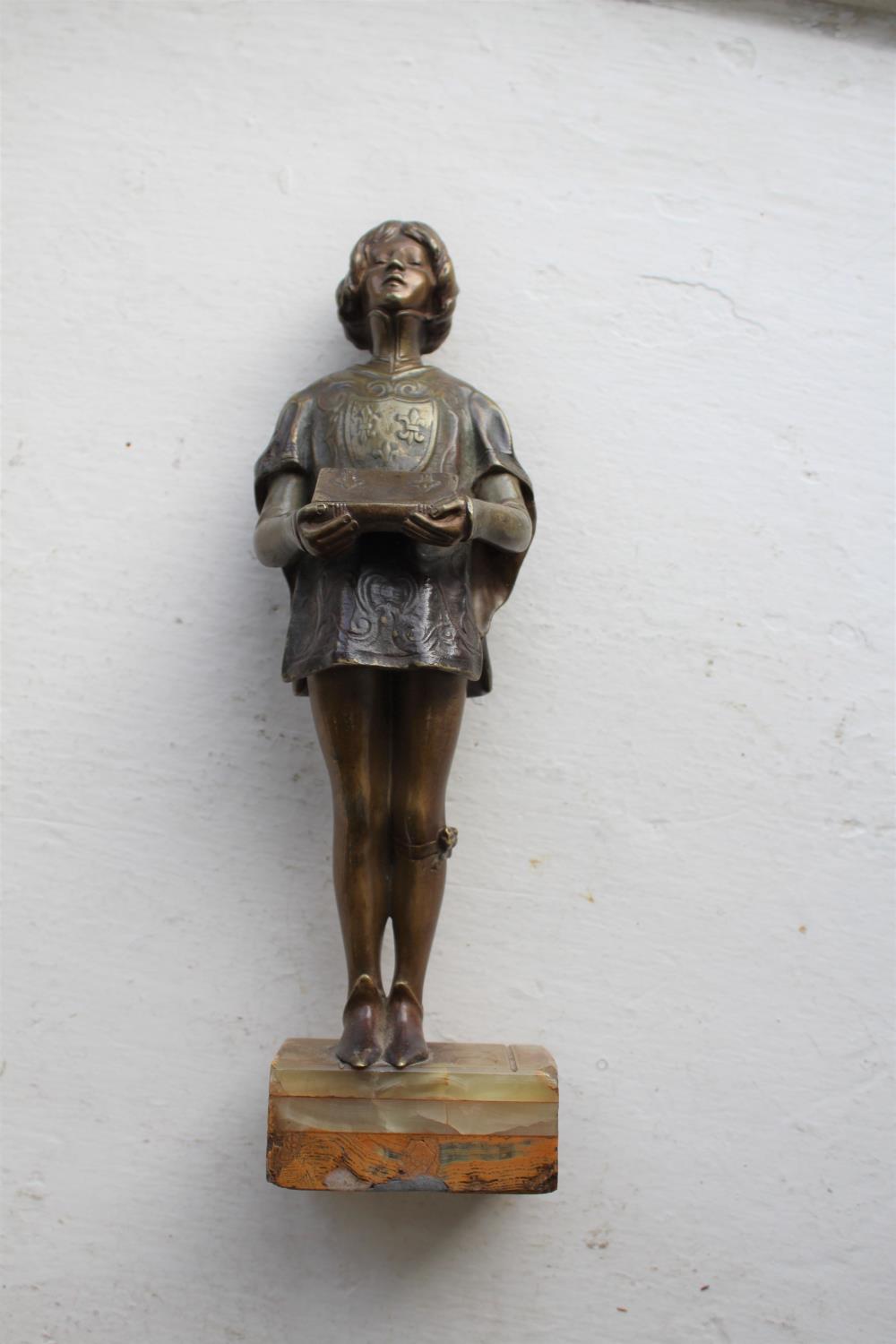 FRIEDRICH GOLDSCHEIDER BRONZE a small bronze figure of a boy in a Court uniform, and holding a - Image 3 of 12
