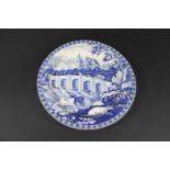 LARGE PEARLWARE DISH circa 1820-30, a large circular dish with a blue and white transfer printed