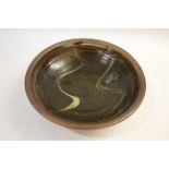 LARGE STUDIO POTTERY BOWL - MARK MELBOURNE, MUCHELNEY of unusually large size, the stoneware bowl