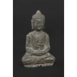 LARGE STONE BUDDHA a heavy carved stone buddha, probably 19th or 20thc. 45cms high