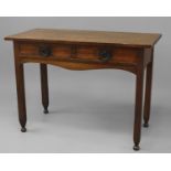HEAL & SON ARTS & CRAFTS SIDE TABLE an oak side table with rectangular top supported on straight