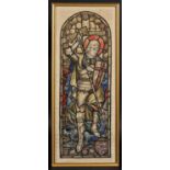 STAIN GLASS DESIGN - F D HUMPHREYS a watercolour, pencil and charcoal stain glass design, with a