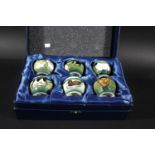MOORCROFT 'FARMYARD' CASED EGG CUPS a set of six egg cups with a variety of animals including Sheep,