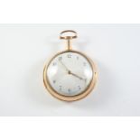 AN EARLY 19TH CENTURY GOLD PAIR CASED POCKET WATCH the white enamel dial with Roman numerals, full