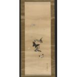CHINESE PAINTED HANGING SCROLL in the manner of Liang Ruozhu, painted with a variety of