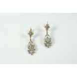 A PAIR OF 19TH CENTURY CONTINENTAL DIAMOND DROP EARRINGS each earring set with rose-cut diamonds, in