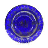 COBALT BLUE SILVER OVERLAID GLASS BOWL probably Venetian, an interesting large hand blown cobalt