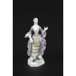 MEISSEN FIGURE OF A LADY a late 19thc figure of a lady holding a fan, dressed in 18thc style