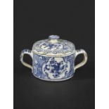 18THC DELFT POSSET POT a 18thc Posset pot painted with panels of flowers to each side and to the