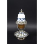 ST CLOUD - PORCELAIN LAMP & METAL MOUNTS with a porcelain fluted top with metal grill and finial,