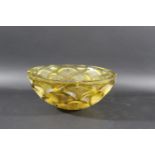 LARGE LALIQUE GLASS SHADE a large yellow frosted glass shade in the Rinceaux design, with three