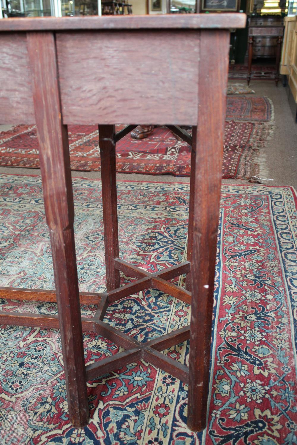 ARTS & CRAFTS SIDE TABLE an unusual table with two drawers and bar handles, supported on eight - Image 14 of 23