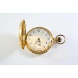 AN 18CT GOLD MINUTE REPEATING FULL HUNTING CASED POCKET WATCH the white enamel dial with Arabic
