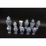 CHINESE VASES a variety of 19thc and 20thc Chinese blue and white vases and lidded jars, including a