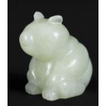 CHINESE JADE BEAR a small celadon jade figure of a bear, probably Qing Dynasty. 3.2cms high