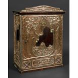 ART NOUVEAU COPPER CABINET probably Continental, made in pine with sheets of hand beaten copper