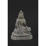 TIBETAN/CHINESE BUDDAH - BODHISATTVA possibly 18th or 19thc, the metal cast figure seated on a