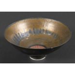 LUCIE RIE (1902-1995) - PORCELAIN BOWL a porcelain footed bowl with a bronze and black drip effect