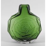 WHITEFRIARS BANJO VASE a large Whitefriars textured banjo vase in the Meadow Green colourway,