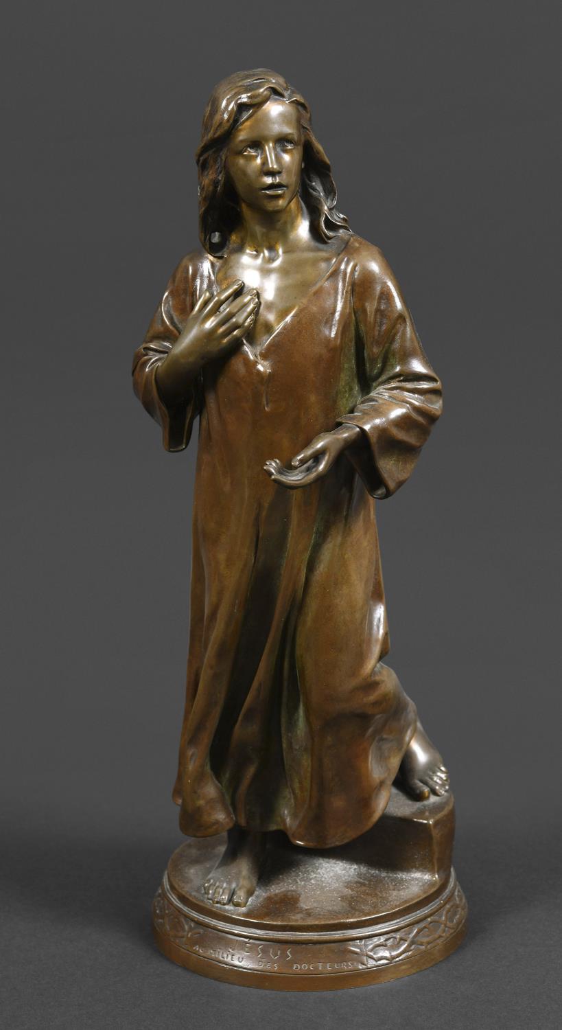 AFTER FRANCOIS RAOUL LARCHE (1860-1912 - LARGE BRONZE OF JESUS a large full length bronze of Jesus