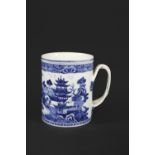 LARGE CHINESE TANKARD probably 18thc, a blue and white porcelain tankard of large proportions,