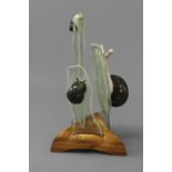 CONTEMPORARY MARBLE & GLASS SCULPTURE - SNAILS an interesting group of three marble snails, each