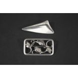 GEORG JENSEN SILVER BROOCH a silver rectangular floral brooch, stamped Georg Jensen, Sterling