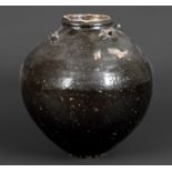 LARGE CHINESE VASE possibly Yuan Dynasty, a large Henan style stoneware globular vase with four