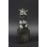 BRONZE SCULPTURE - SIGNED a bronze sculpture of a lady's torso, mounted on a block plinth. Signed