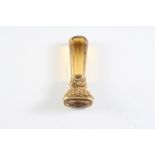 A 19TH CENTURY GOLD AND CITRINE DESK SEAL the citrine seal with gold foliate scrolling decoration,