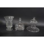 REGENCY CELERY GLASS VASE with a flared rim, the body with diamond cut decoration and faceted near