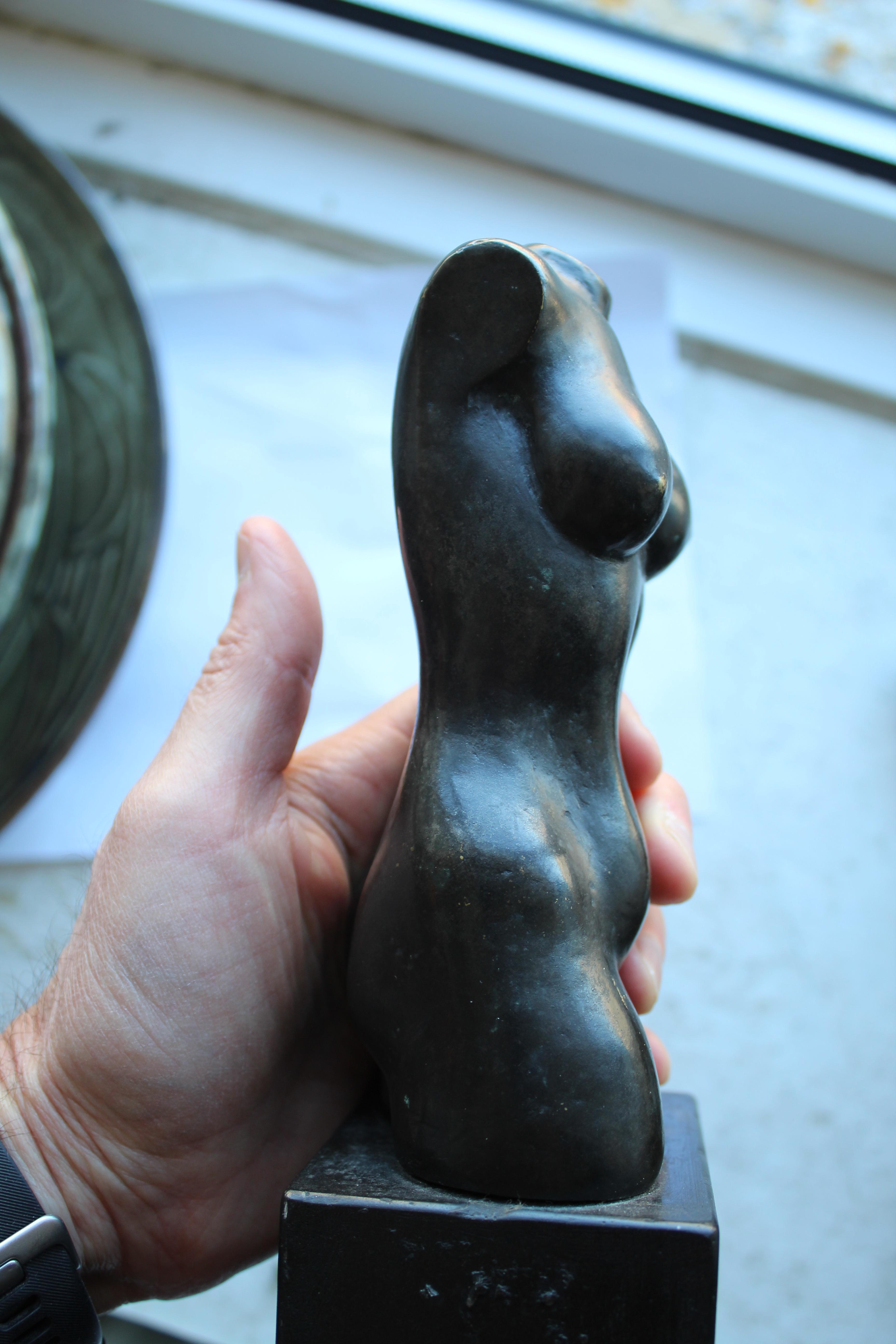 BRONZE SCULPTURE - SIGNED a bronze sculpture of a lady's torso, mounted on a block plinth. Signed - Image 11 of 16