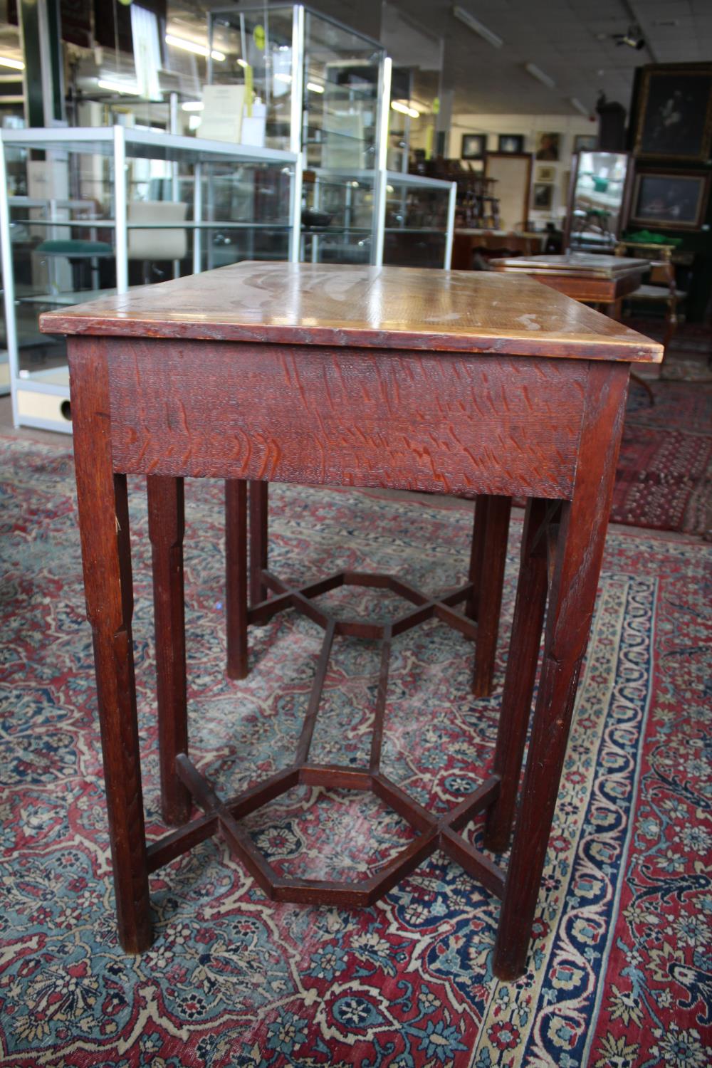 ARTS & CRAFTS SIDE TABLE an unusual table with two drawers and bar handles, supported on eight - Image 15 of 23