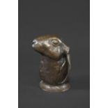 CONTEMPORARY BRONZE HARE - SIGNED a modern bronze sculpture of a Hare, signed around the base A J