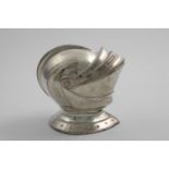 A VICTORIAN ELECTROPLATED NOVELTY SPOON WARMER in the form of a Knight's helmet with hinged visor,