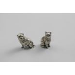 A PAIR OF VICTORIAN NOVELTY PEPPERETTES realistically cast in the form of a cat and a dog; each