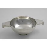 AN EARLY 20TH CENTURY SCOTTISH LARGE QUAICH of plain, conventional form, by Hamilton & Inches,